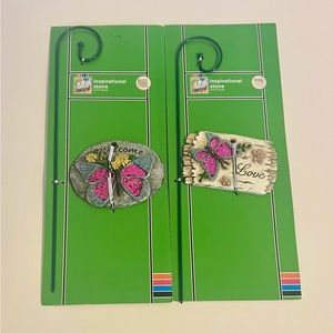 4/$20 design inspirational 2-piece outdoors stone w/hook welcome/love butterfly